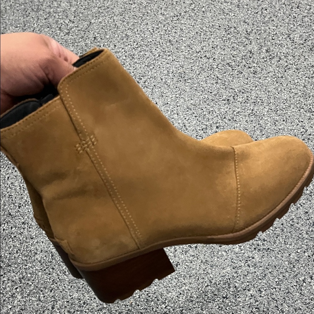 Sorel Stylish Tan Heeled Boots for Women ankle chunky 9.5 - Picture 15 of 16